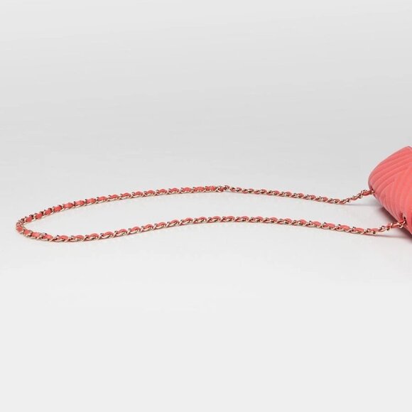 Chanel Pink Chevron Quilted Lambskin Leather Classic Mini Rectangular - Picture 6 of 9